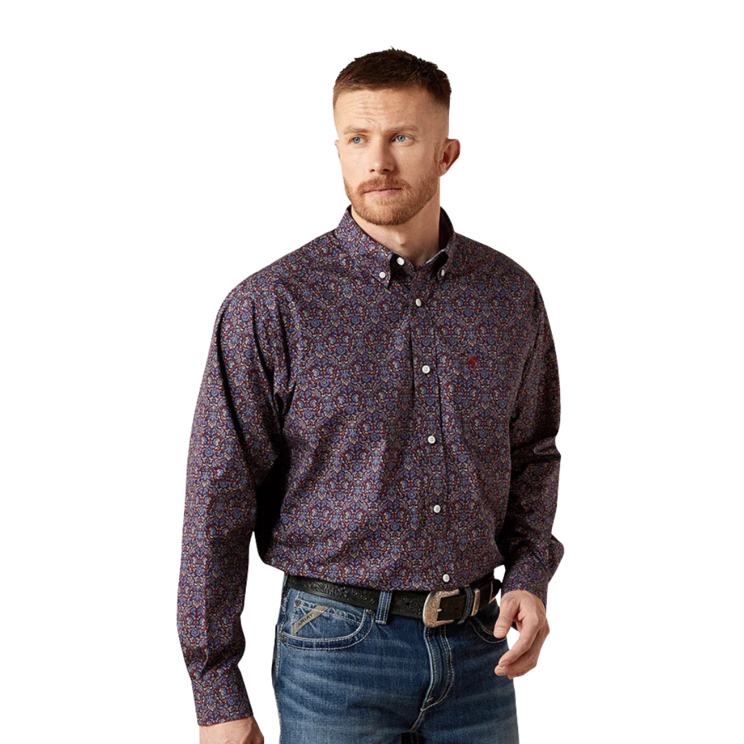 Ariat Men's Wrinkle Free Brendan Classic Fit Blue Shirt