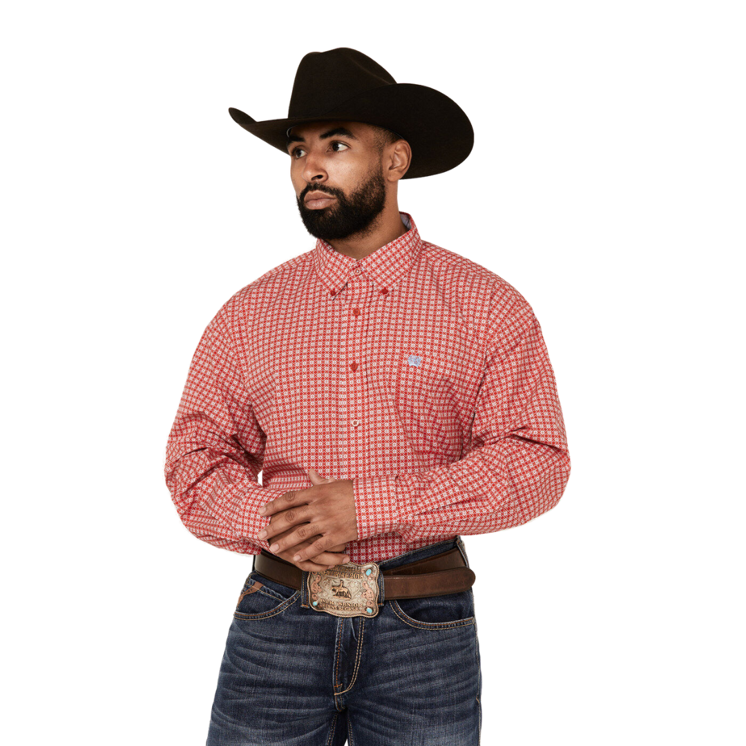 Cinch Men's Geo Print Red Shirt
