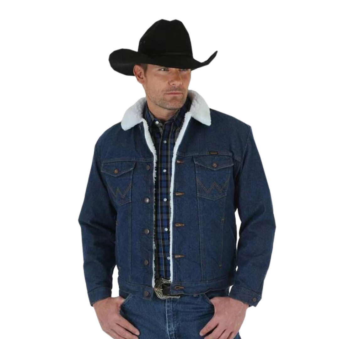 Wrangler Men's Sherpa Lined Denim Blue Jacket
