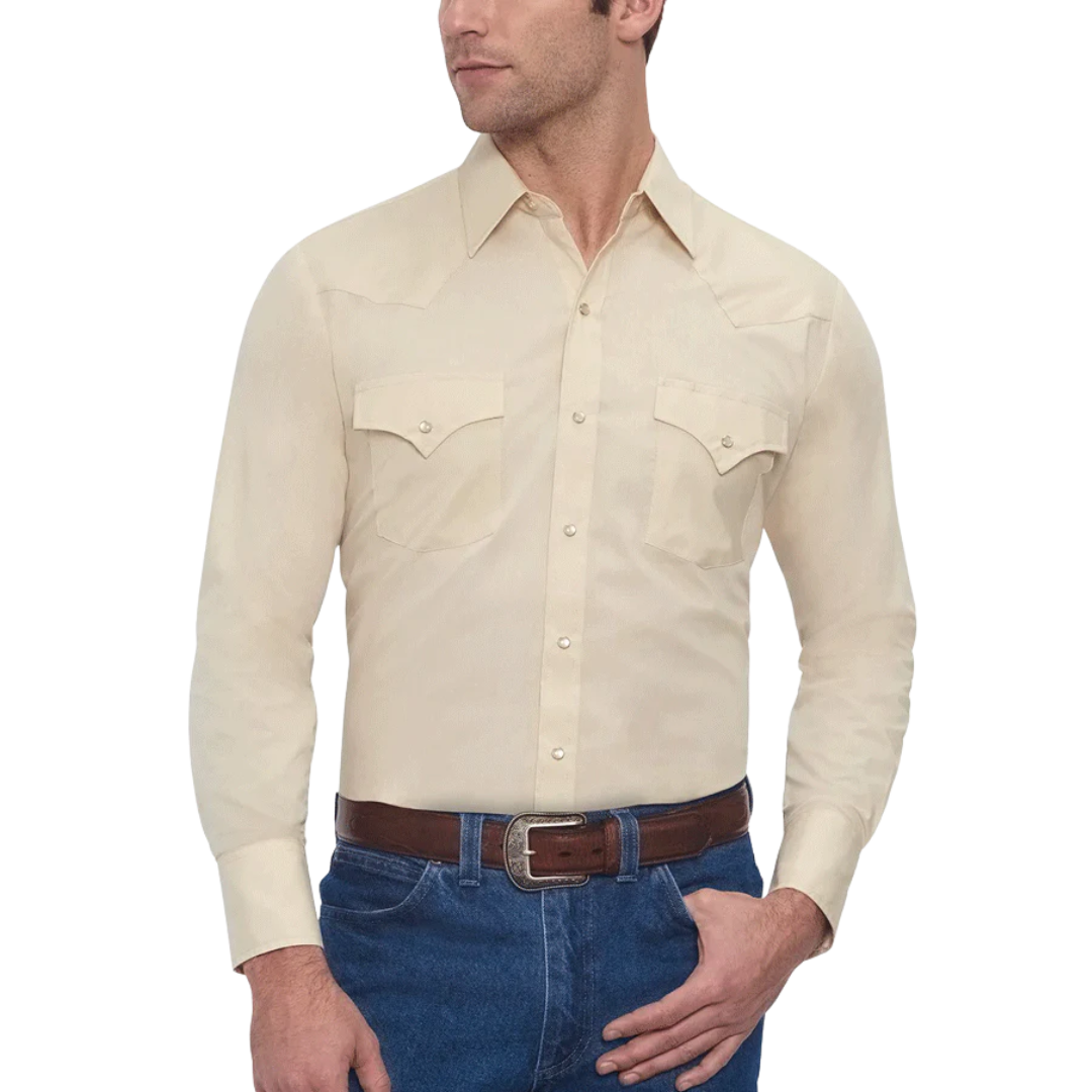 Ely & Walker Men's Long Sleeve Solid Light Brown Shirt