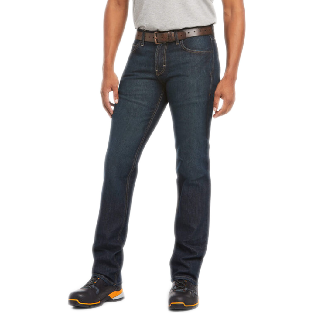 Ariat Men's Rebar M7 Slim Stretch Basic Stackable Straight Blue Jeans