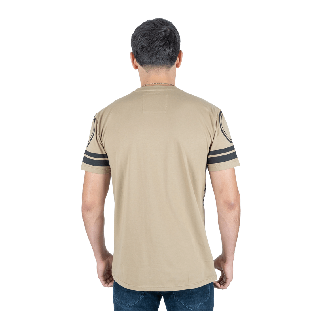 Platini Men's Cotton Rhinestone Khaki Tee Shirt