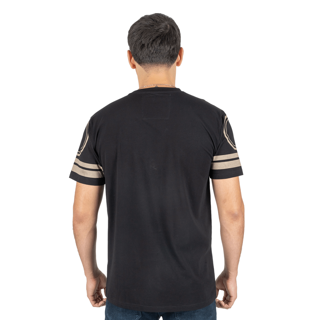 Platini Men's Cotton Rhinestone Black Tee Shirt