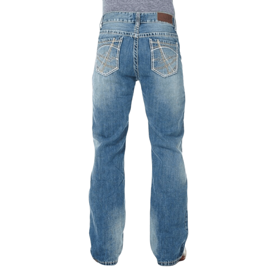 Sidran Men's Relaxed Fit Stonewash Blue Jeans