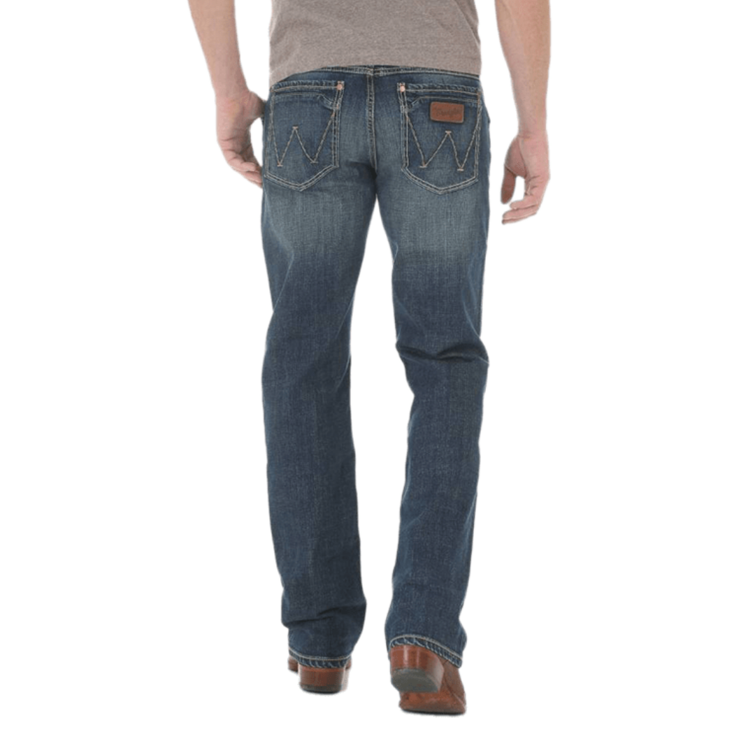 Wrangler Men's Retro Dark Wash Low Rise Boot Cut Blue Jeans