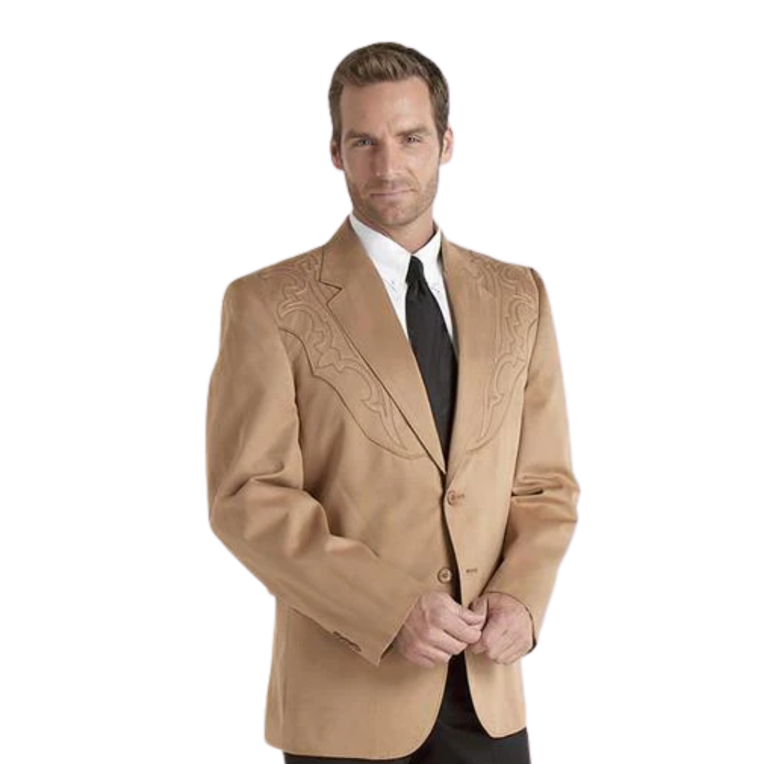 Sidran Men's Microsuede Boot Stitch Light Brown Blazer