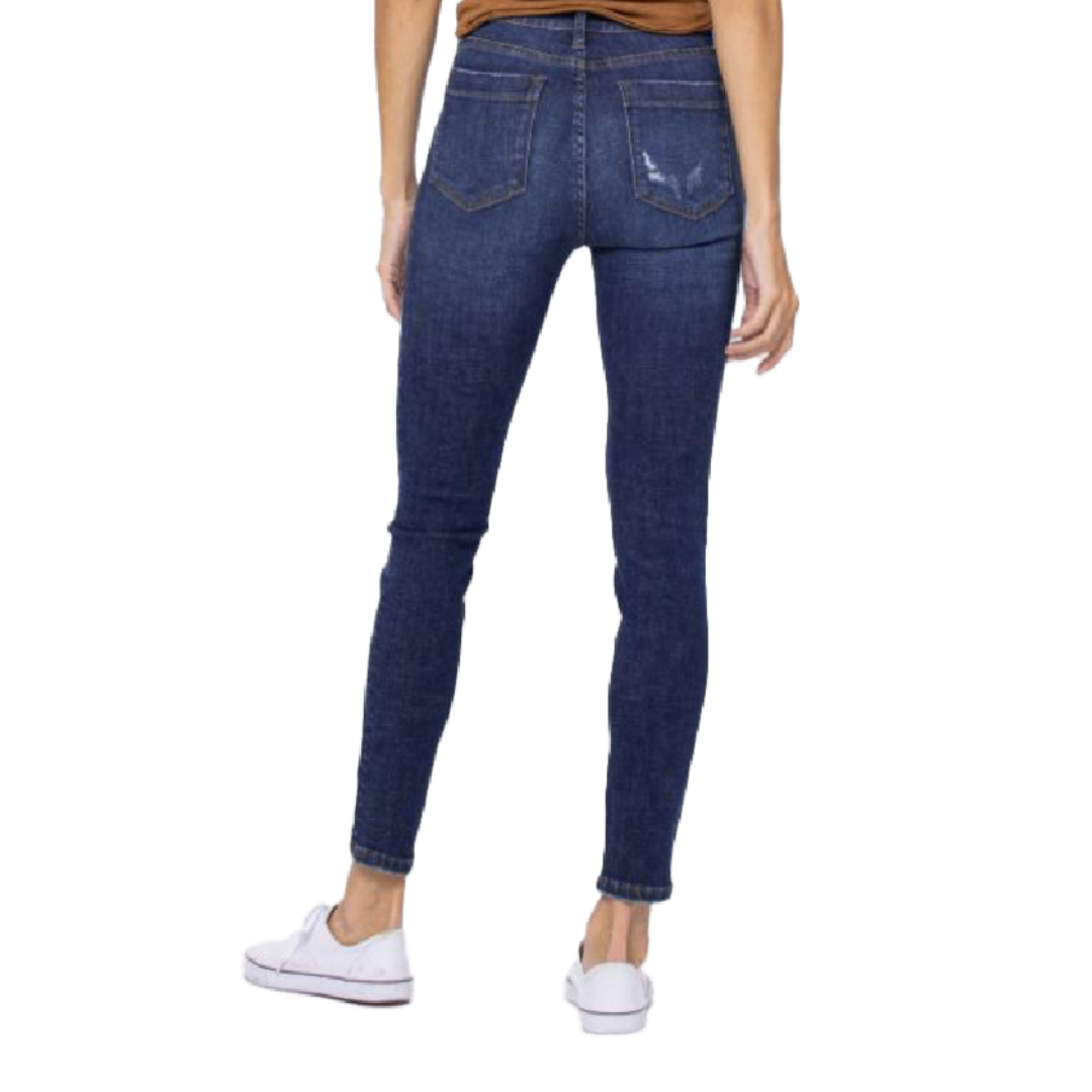 Judy Women's High Rise Distressed Bootcut Blue Jeans