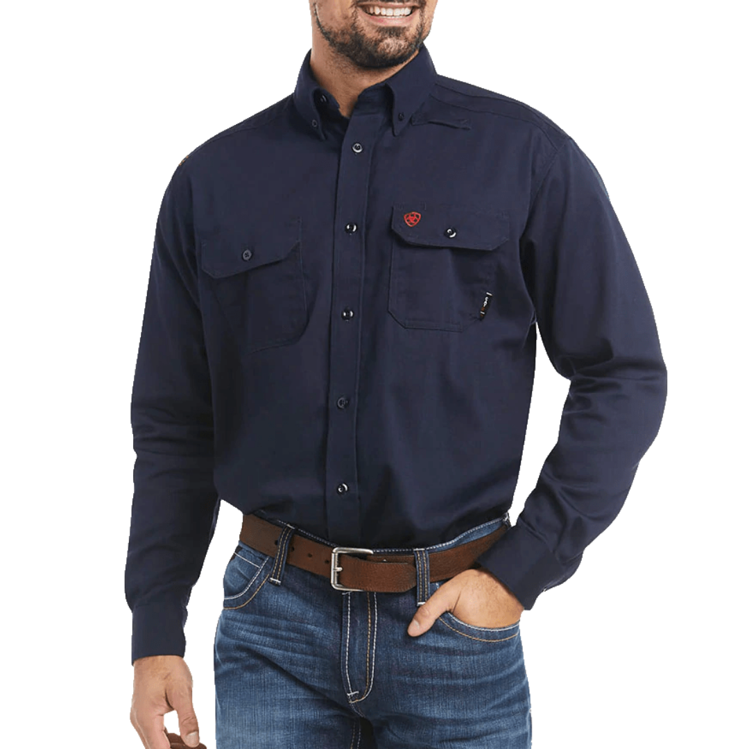Ariat Men's Flame Resistant Long Sleeve Work Blue Shirt
