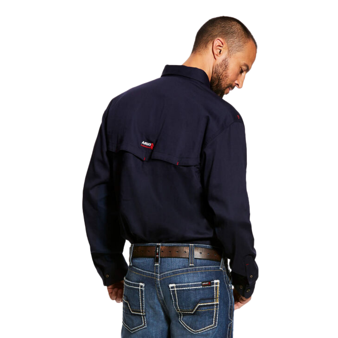 Ariat Men's Flame Resistant Solid Vent Work Navy Shirt