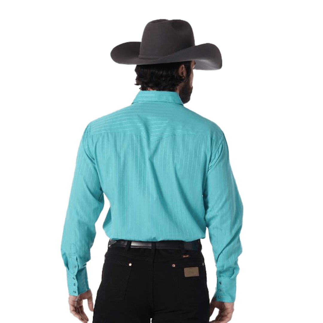 Wrangler Men's Sport Western Long Sleeve Turquoise Shirt