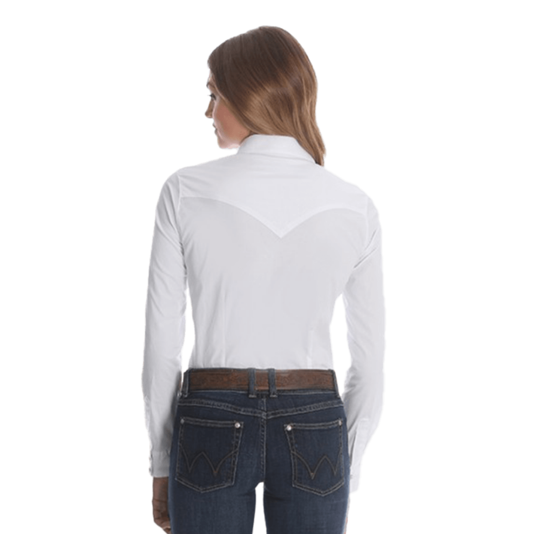 Wrangler Women's Solid Snap Western White Shirt