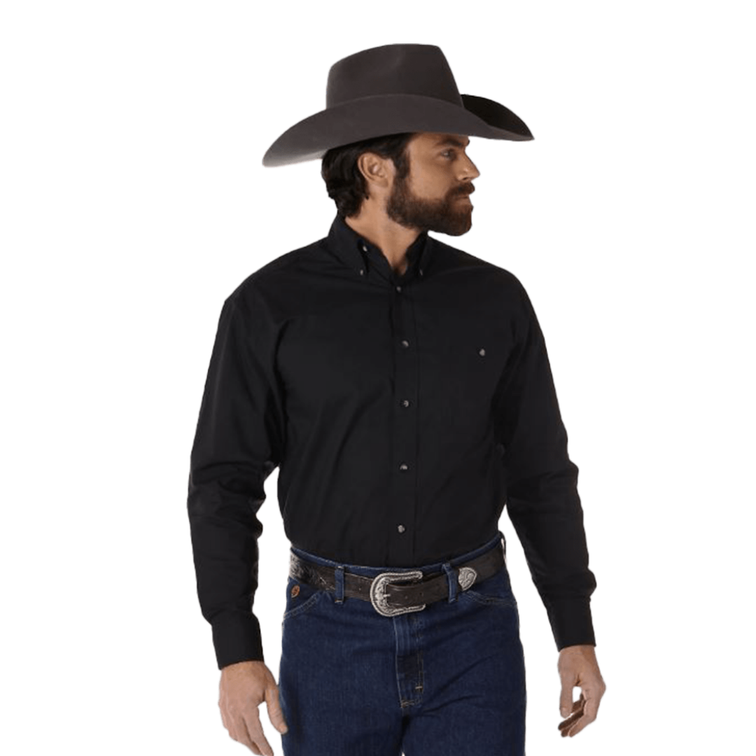 Wrangler Men's George Strait Solid Black Shirt