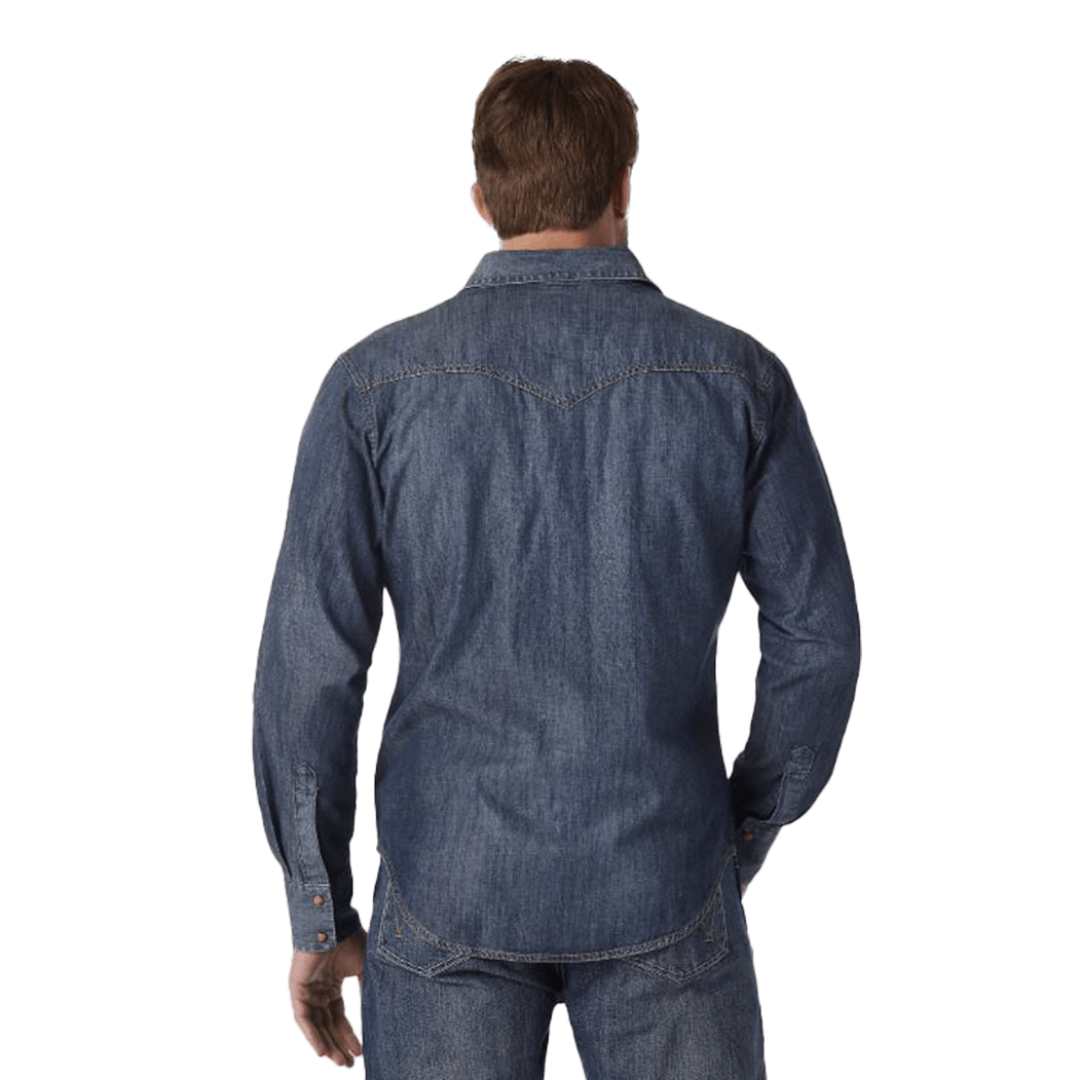 Wrangler Men's Retro Premium Denim Snap Blue Shirt