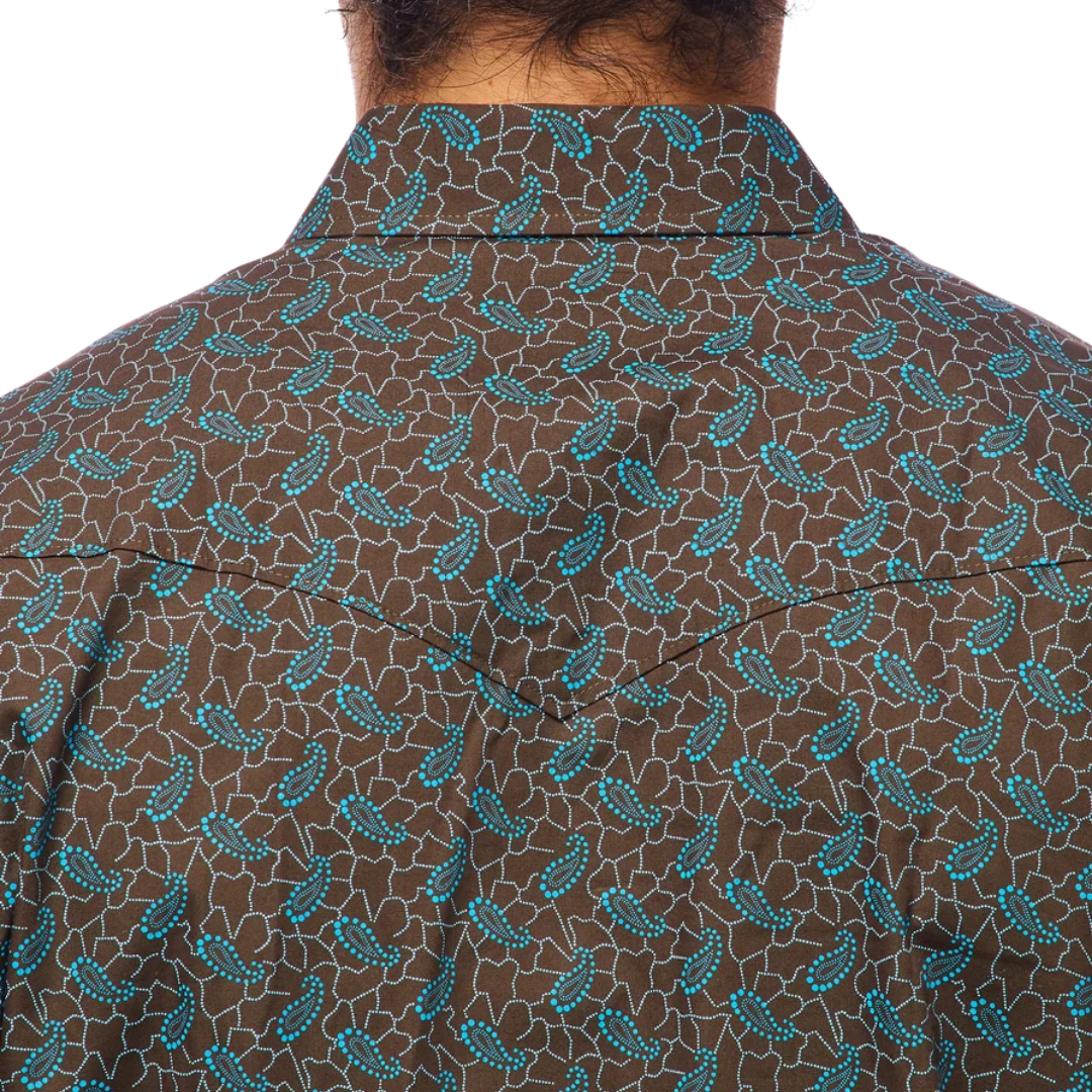 Avalon Men's Western Snap Long Sleeve Blue Shirt