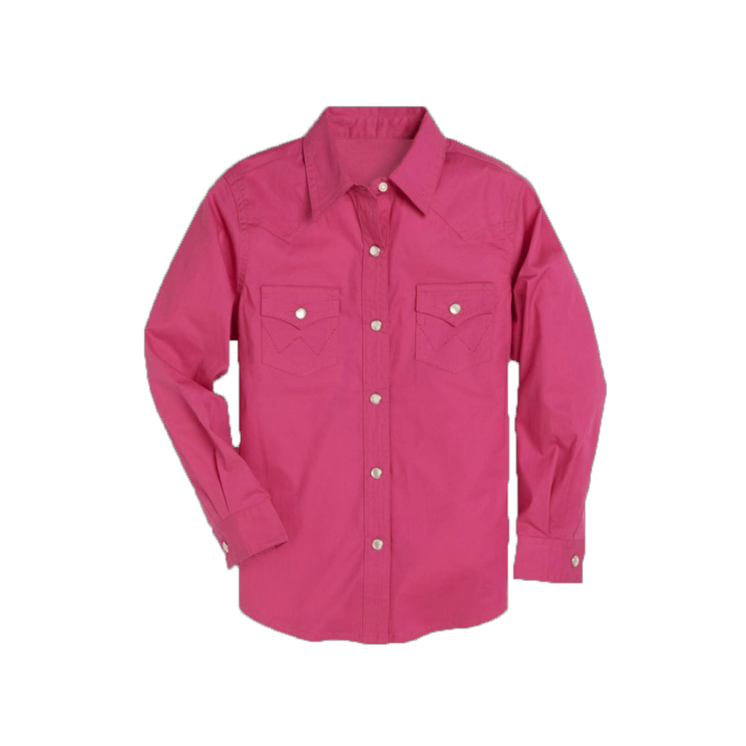 Wrangler Youth Girl's Long Sleeve Solid Pink Shirt