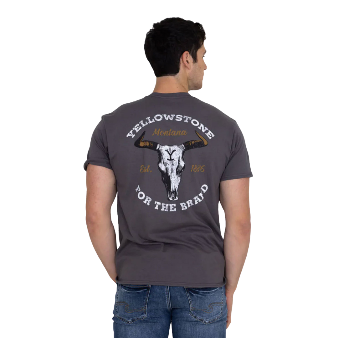 Changes Men's Yellowstone Cattle Skull Grey Tee Shirt