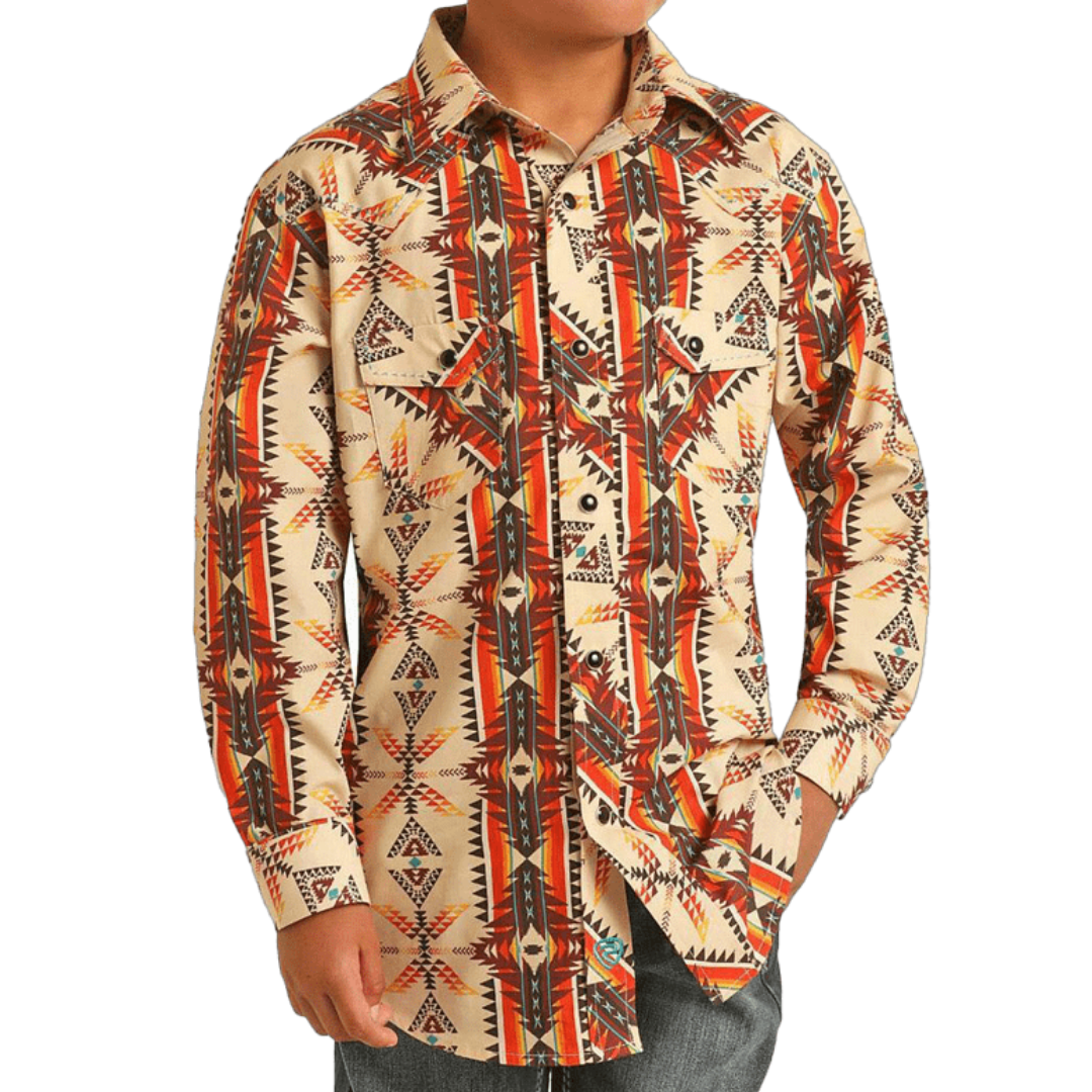 Panhandle Slim Youth Boy's Long Sleeve Snap Multicolor Shirt