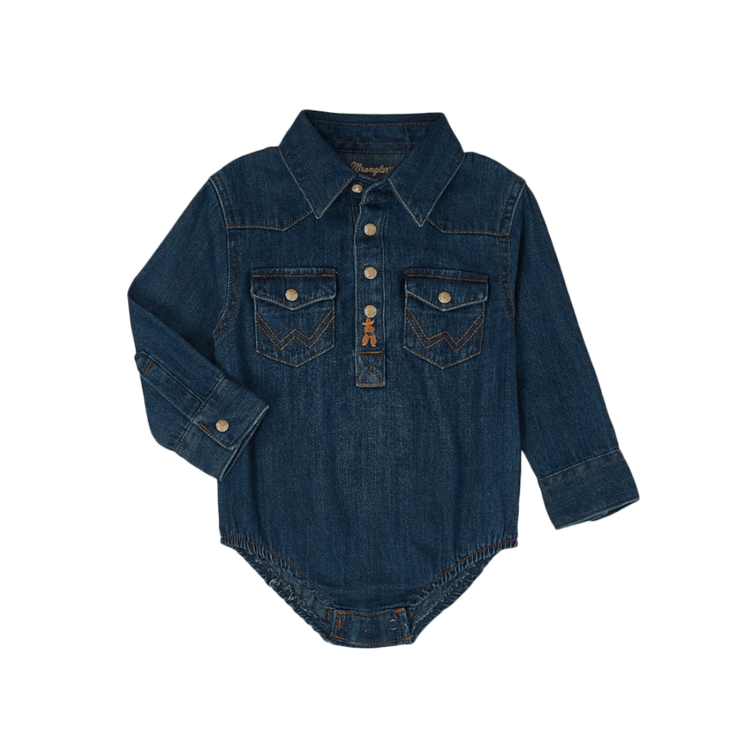 Wrangler Infant Boy's All Around Baby Denim Blue Bodysuit