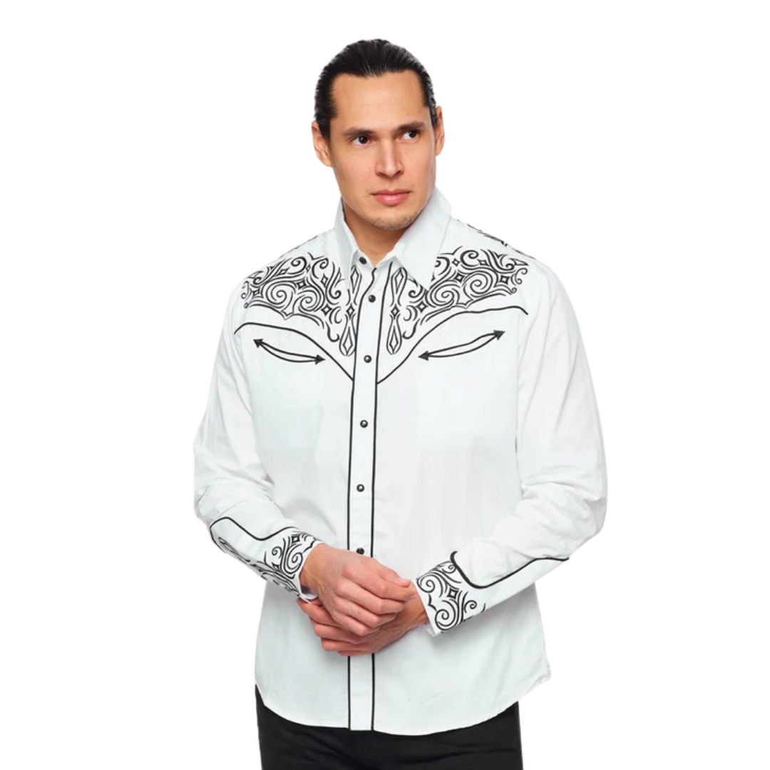 Avalon Men's Embroidered White Shirt