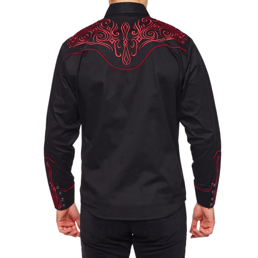 Avalon Men's Embroidered Black Shirt