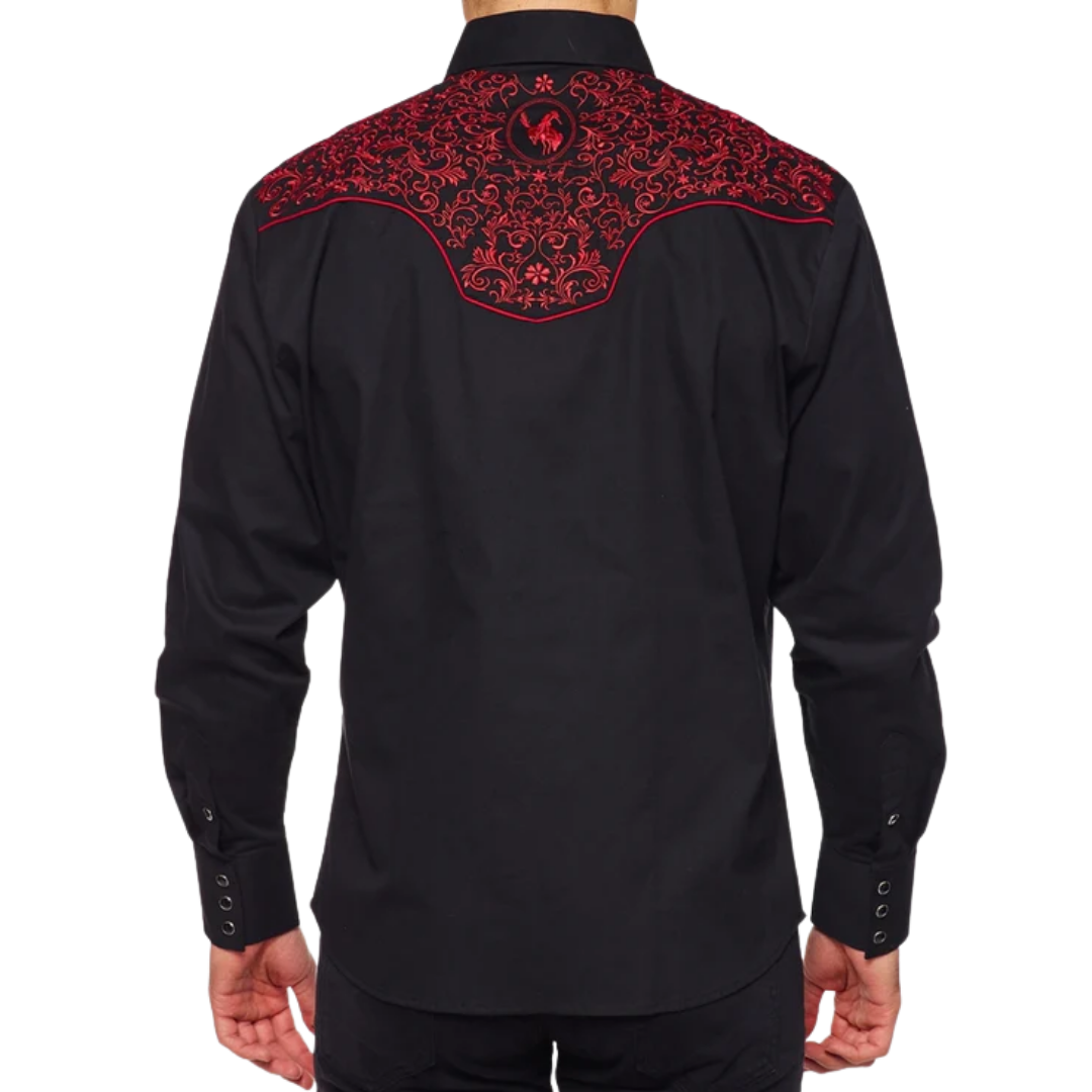 Avalon Men's Embroidered Black Shirt