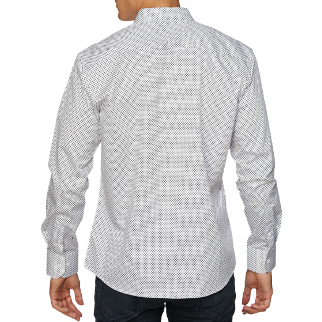 Avalon Men’s Pattern Print Button White Shirt