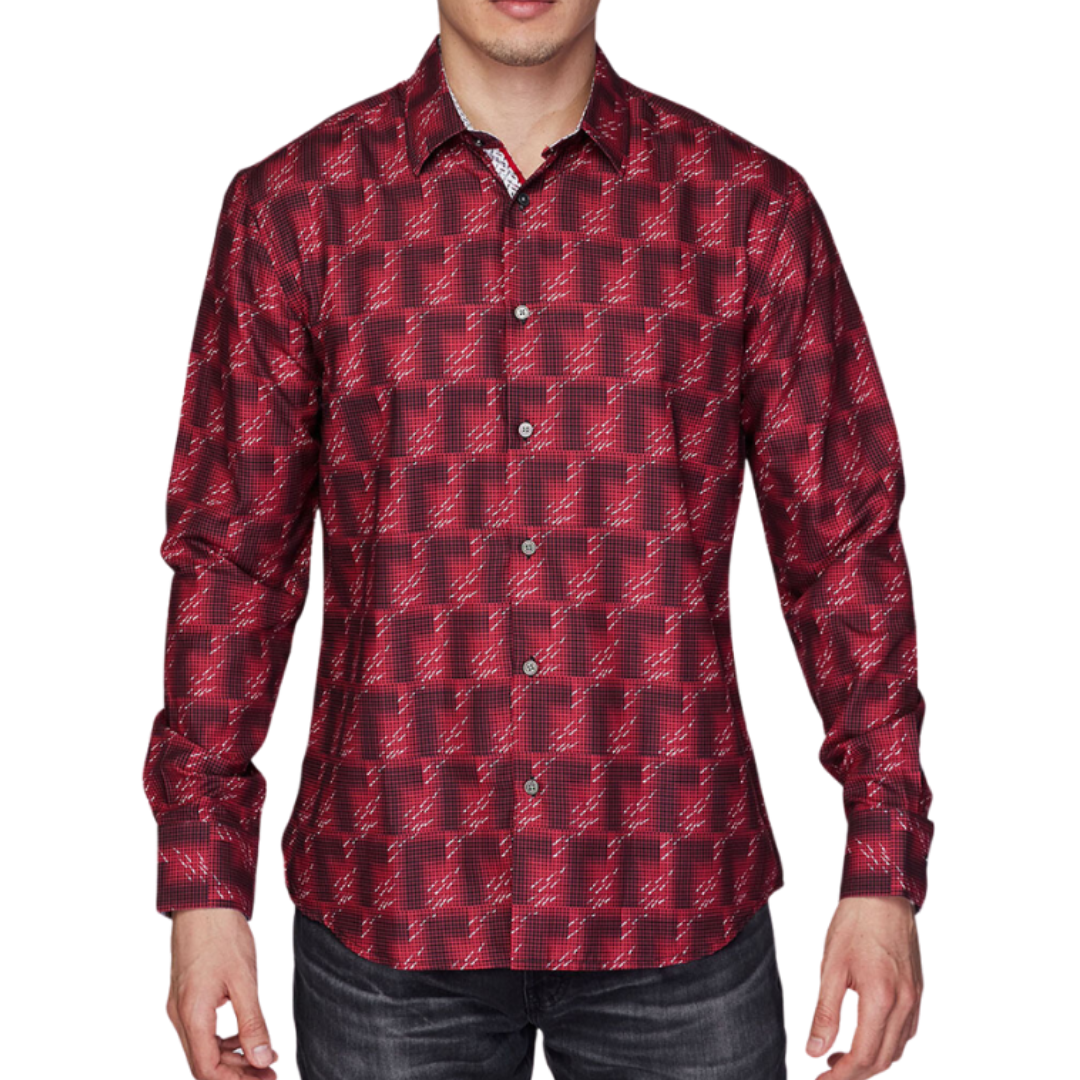 Avalon Men’s Long Sleeve Satin Red Shirt