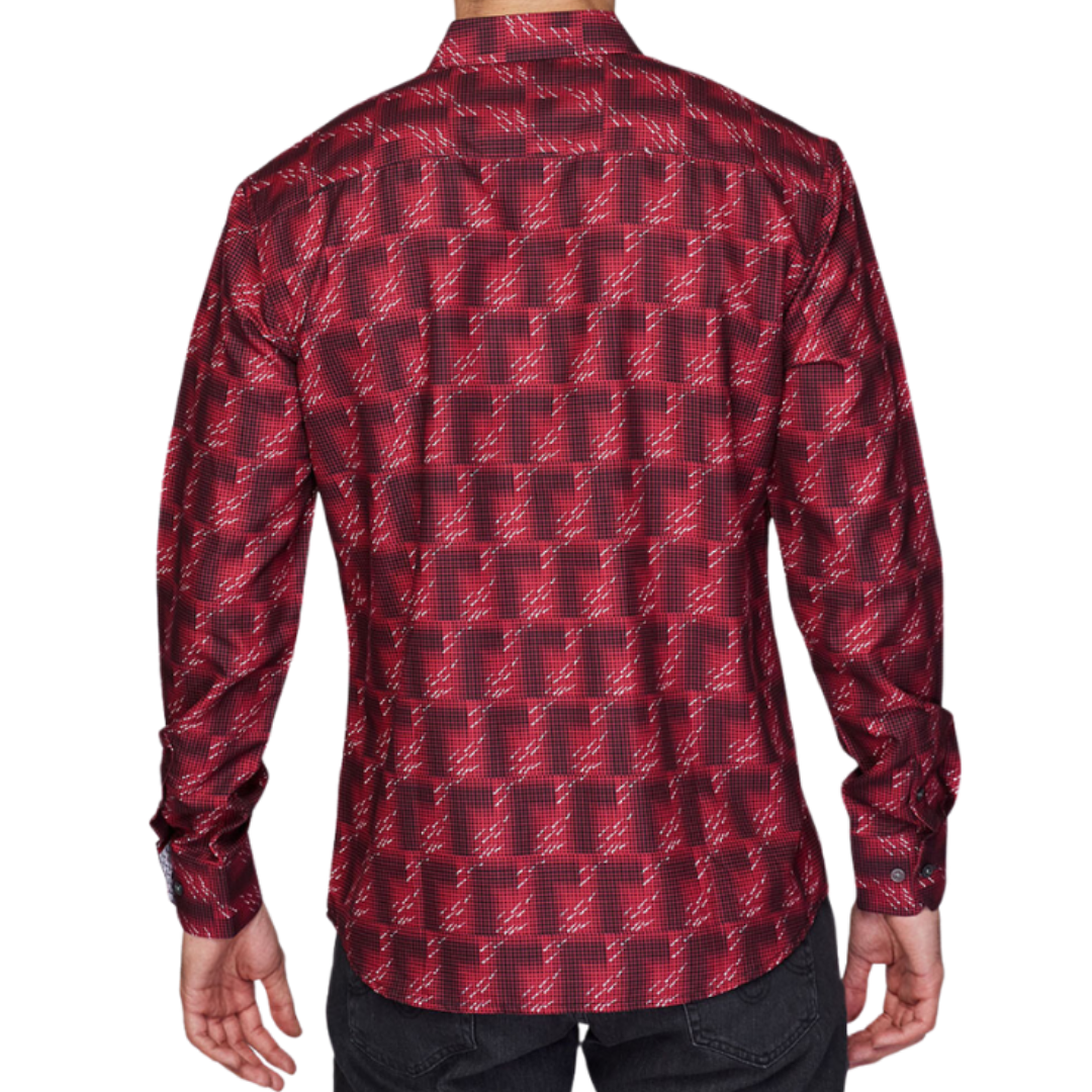 Avalon Men’s Long Sleeve Satin Red Shirt