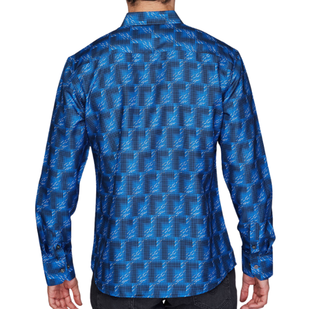 Avalon Men’s Long Sleeve Satin Blue Shirt