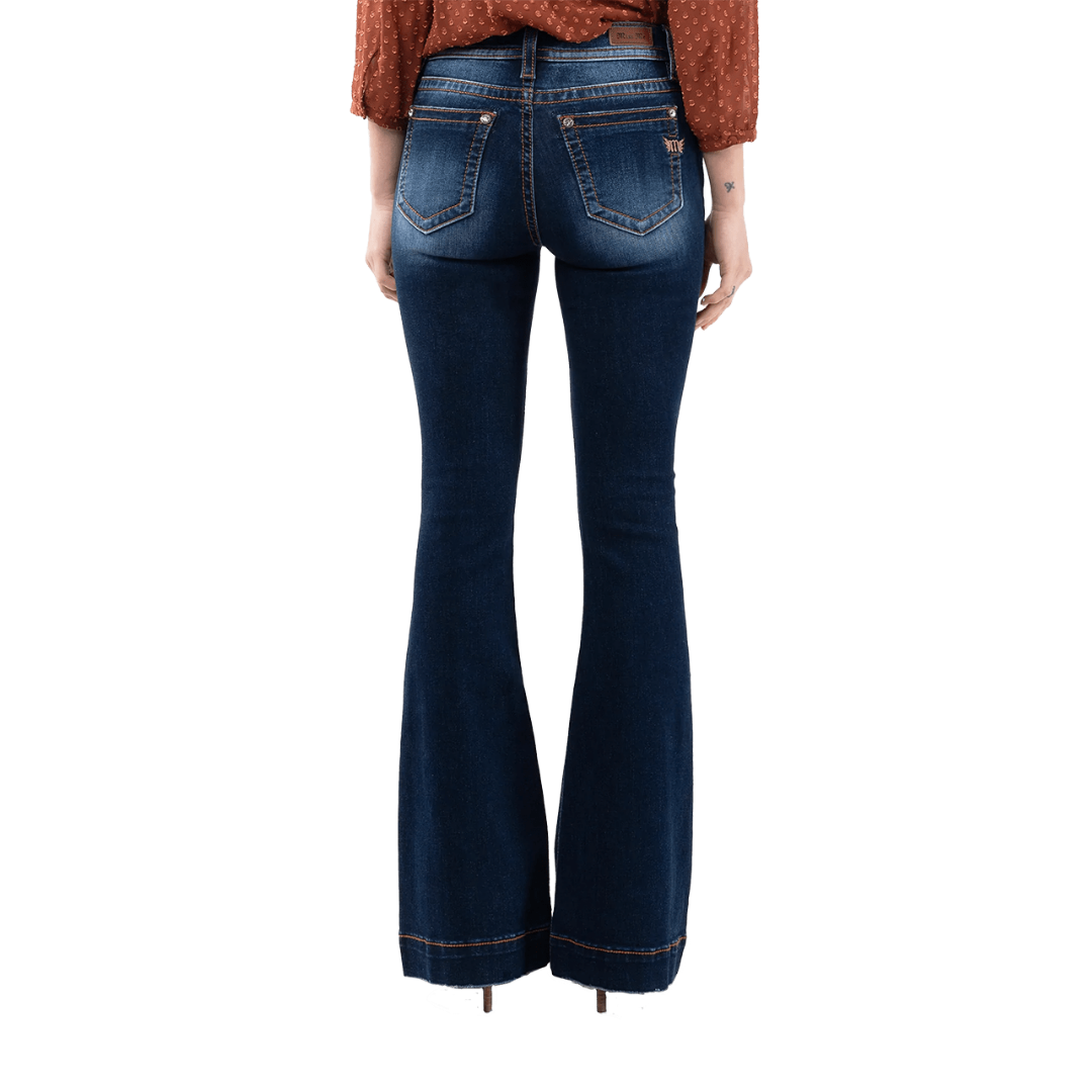Miss Me Women's Dark Wash High Rise Flare Blue Jeans