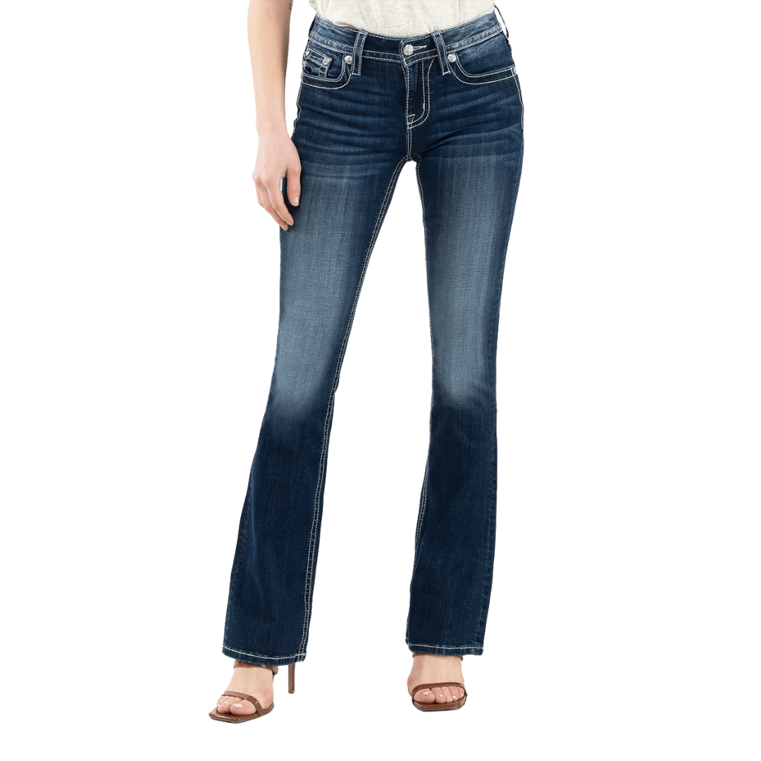 Miss Me Women's Plaid Nights Bootcut Blue Jeans