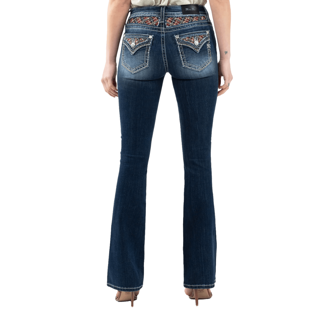 Miss Me Women's Plaid Nights Bootcut Blue Jeans