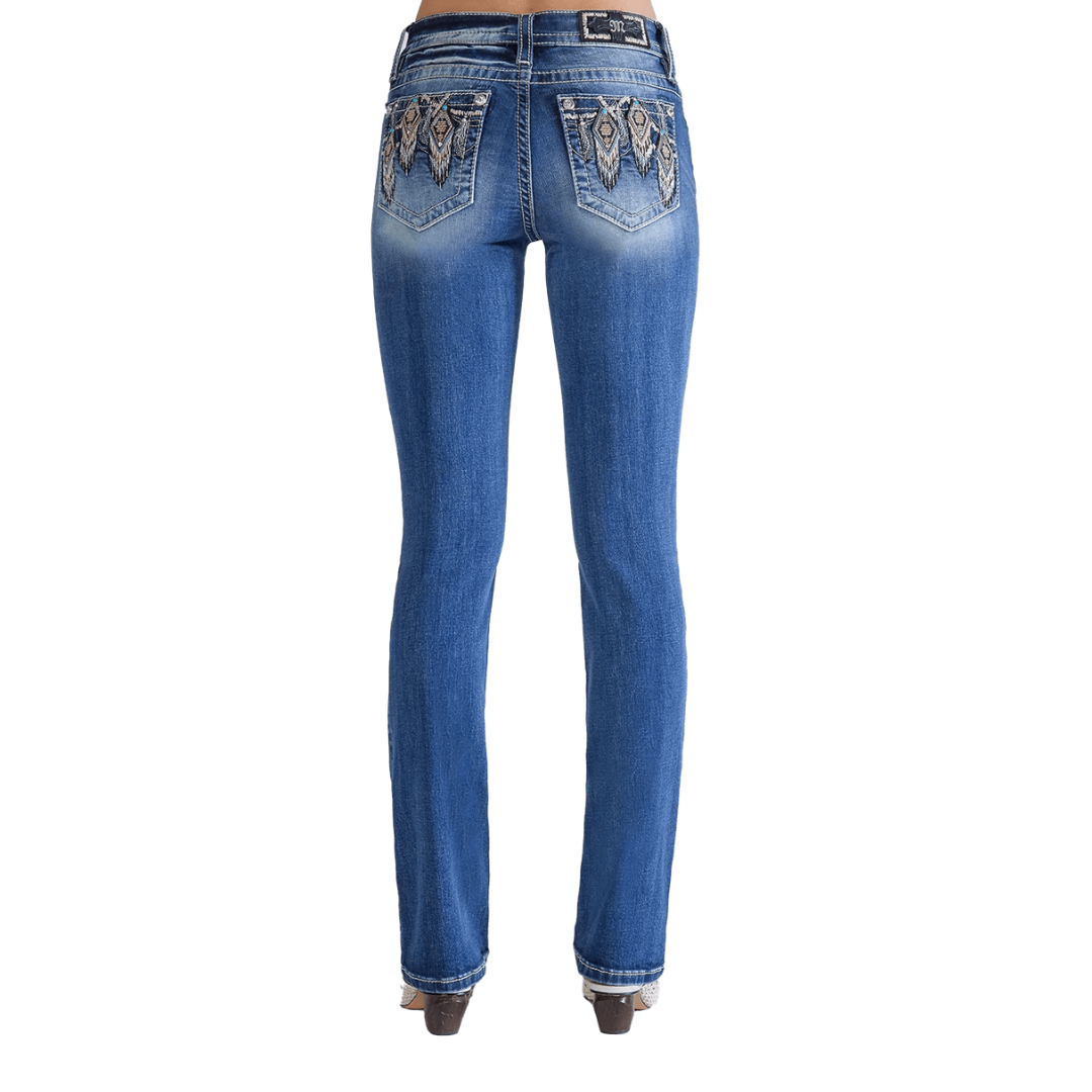 Miss Me Women's Mid Rise Straight Blue Jeans