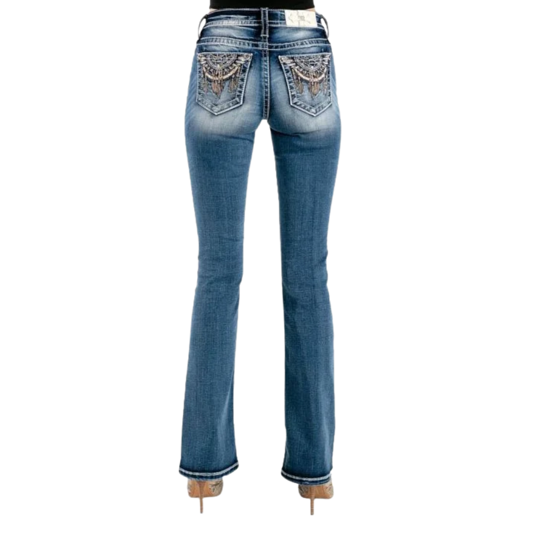 Miss Me Women's Dreamcatcher Slim Bootcut Blue Jeans