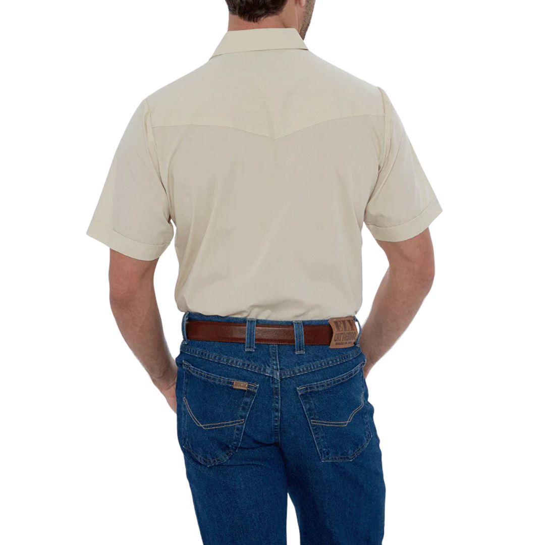 Ely Cattleman Men's Short Sleeve Solid Western Yellow Shirt