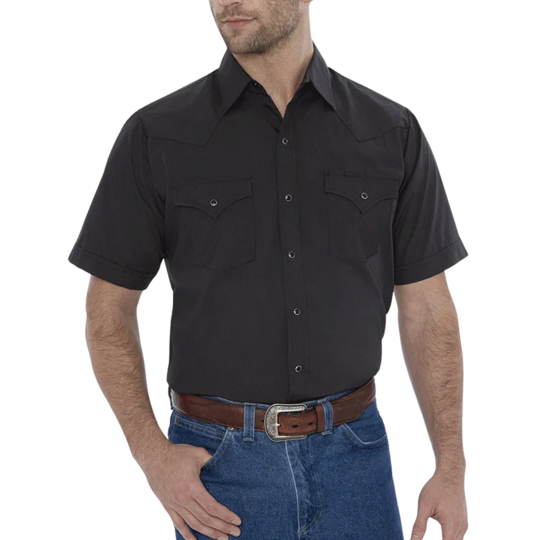Ely & Walker Men's Short Sleeve Solid Western Black Shirt