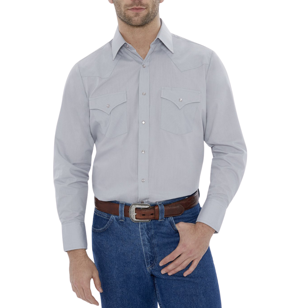Ely & Walker Men's Solid Long Sleeve Grey Shirt