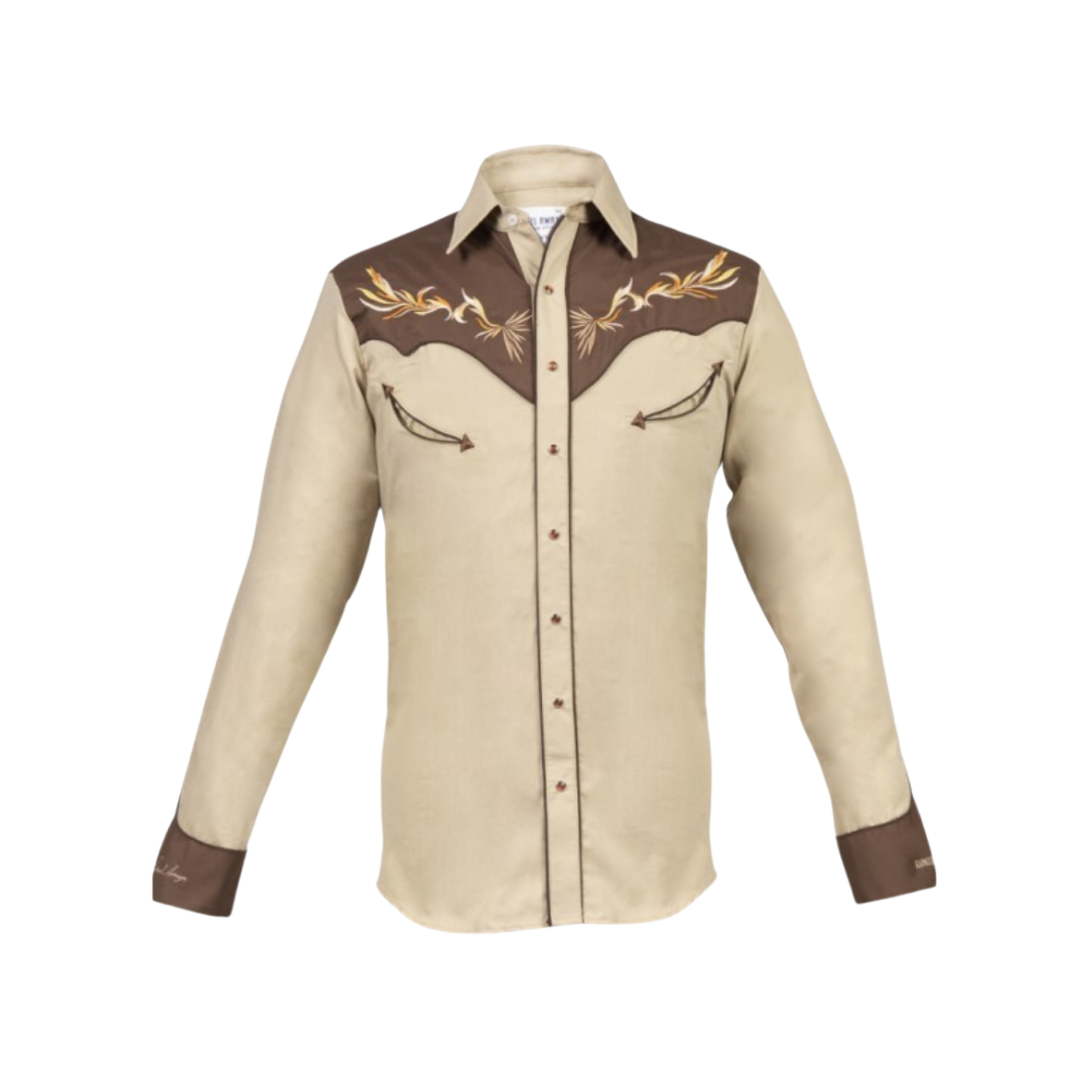 Ranger's USA Men's Embroidered Western Khaki Shirt