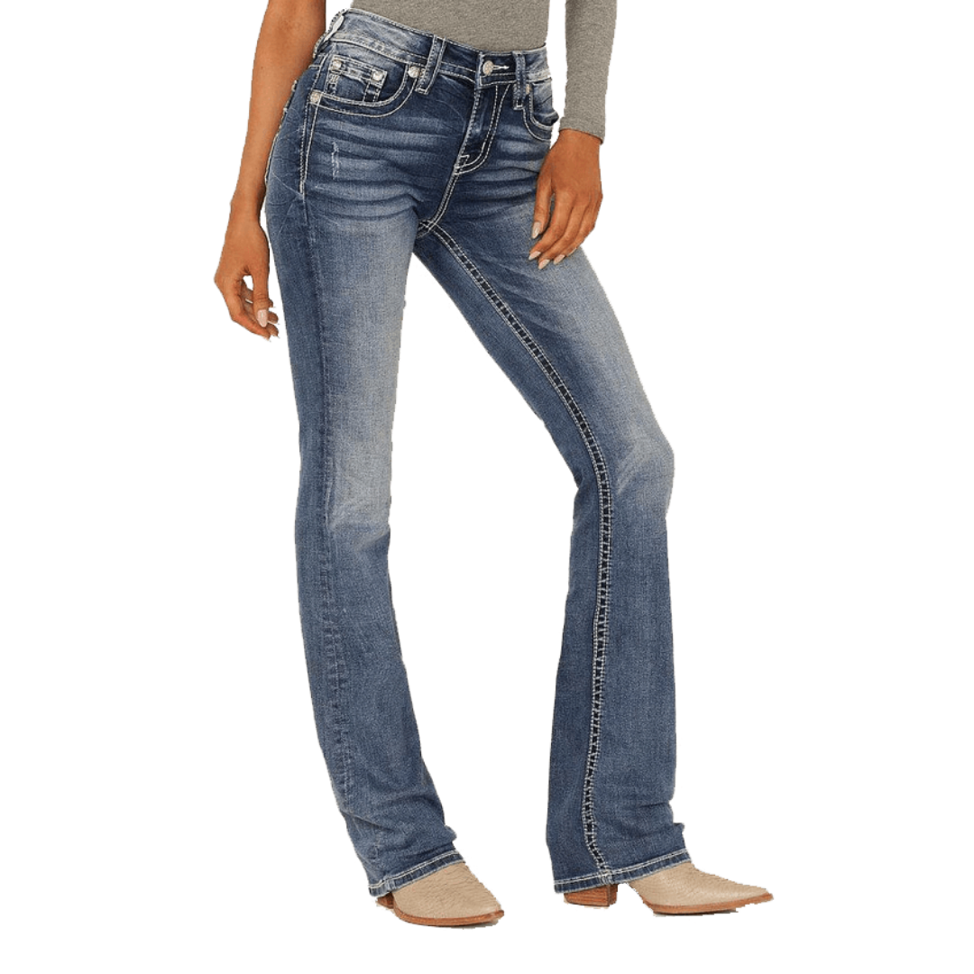 Miss Me Women's Mid Rise Bootcut Denim Blue Jeans