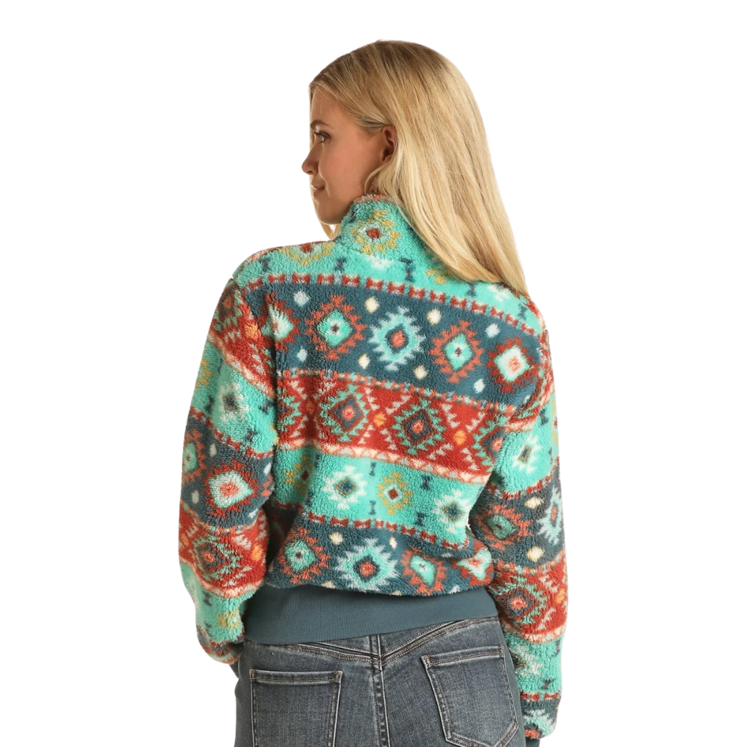 Panhandle Slim Women's Aztec Pullover Turquoise Sweater