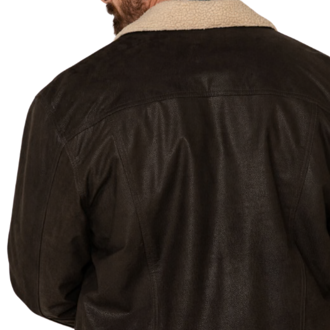 Sidran Men's Leather Sherpa Lined Brown Jacket
