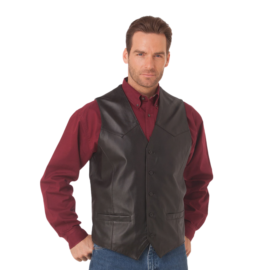 Sidran Men's Basic Button Front Black Vest
