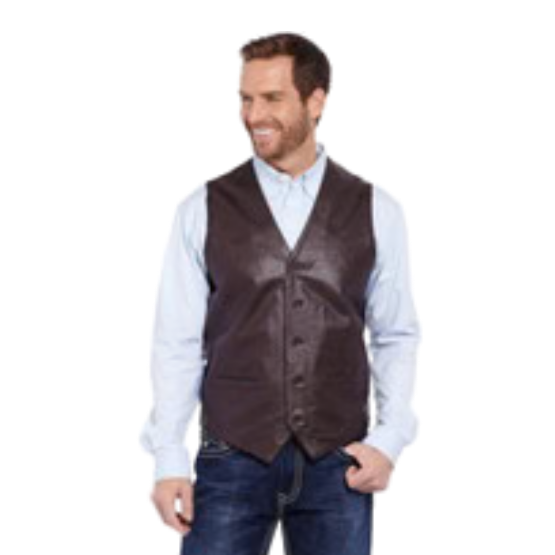 Sidran Men's Apparel Nappa Button Front Chocolate Vest