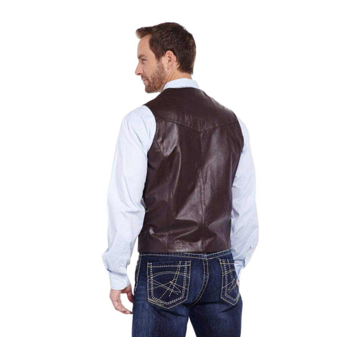 Sidran Men's Apparel Nappa Button Front Chocolate Vest