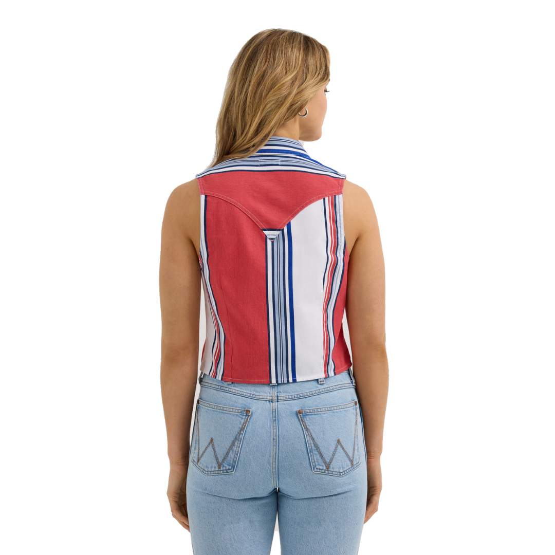 Wrangler Women's Brushpopper Stripe Slim Multicolor Tank