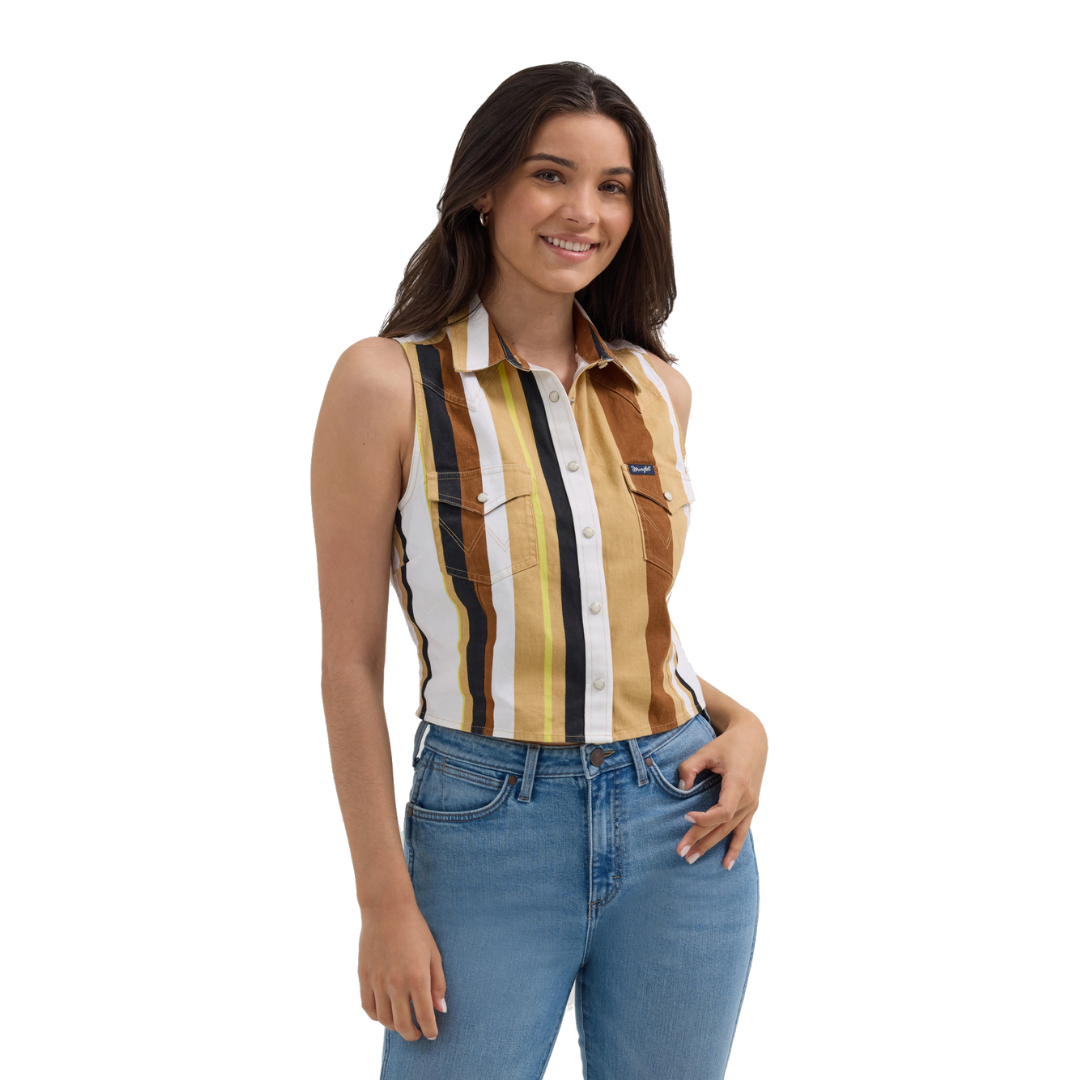 Wrangler Women's Brushpopper Stripe Slim Multicolor Tank