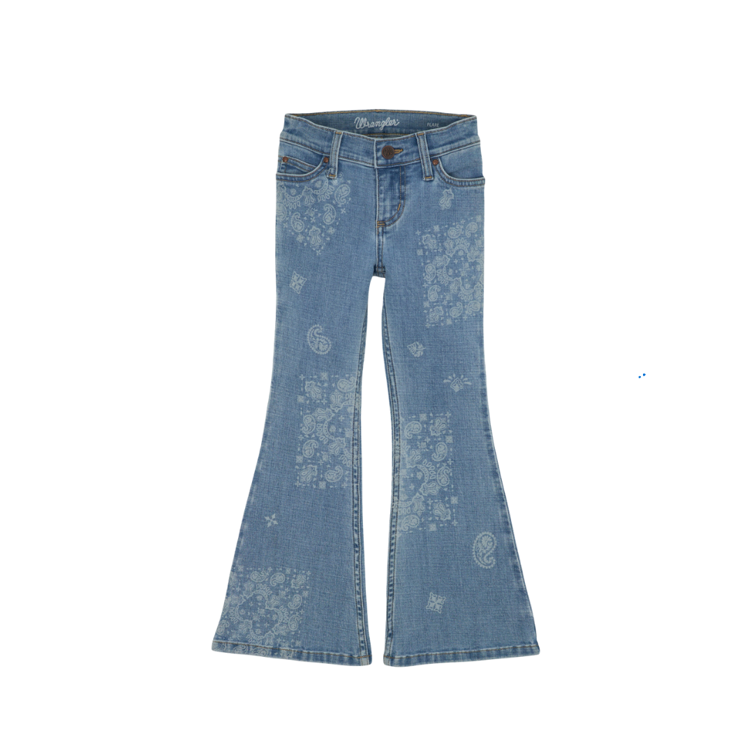 Wrangler Youth Girl's Bandana Flare Melody Blue Jeans