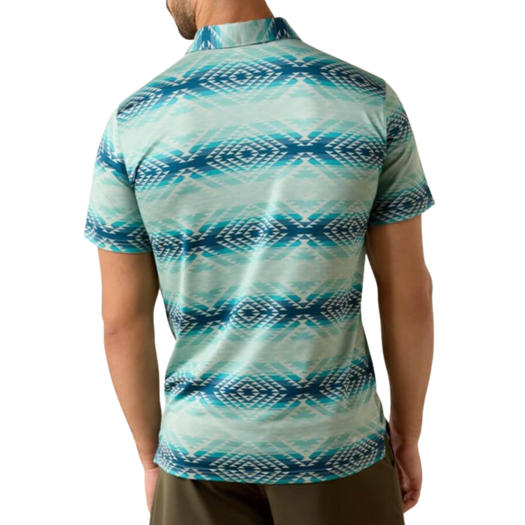 Ariat Men's All Over Heathered Polo Ice Aqua Shirt