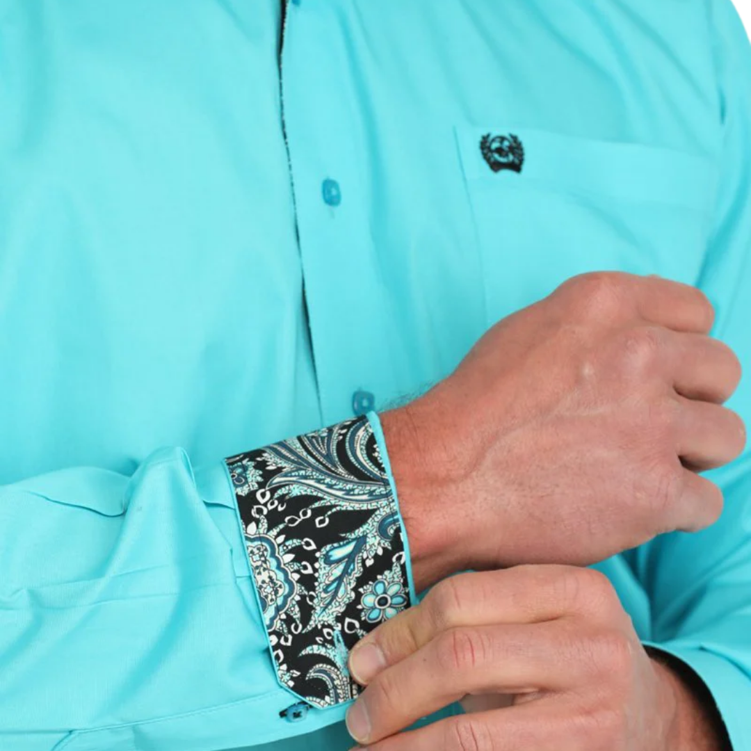 Cinch Men's Button Down Shirt Turquoise Shirt