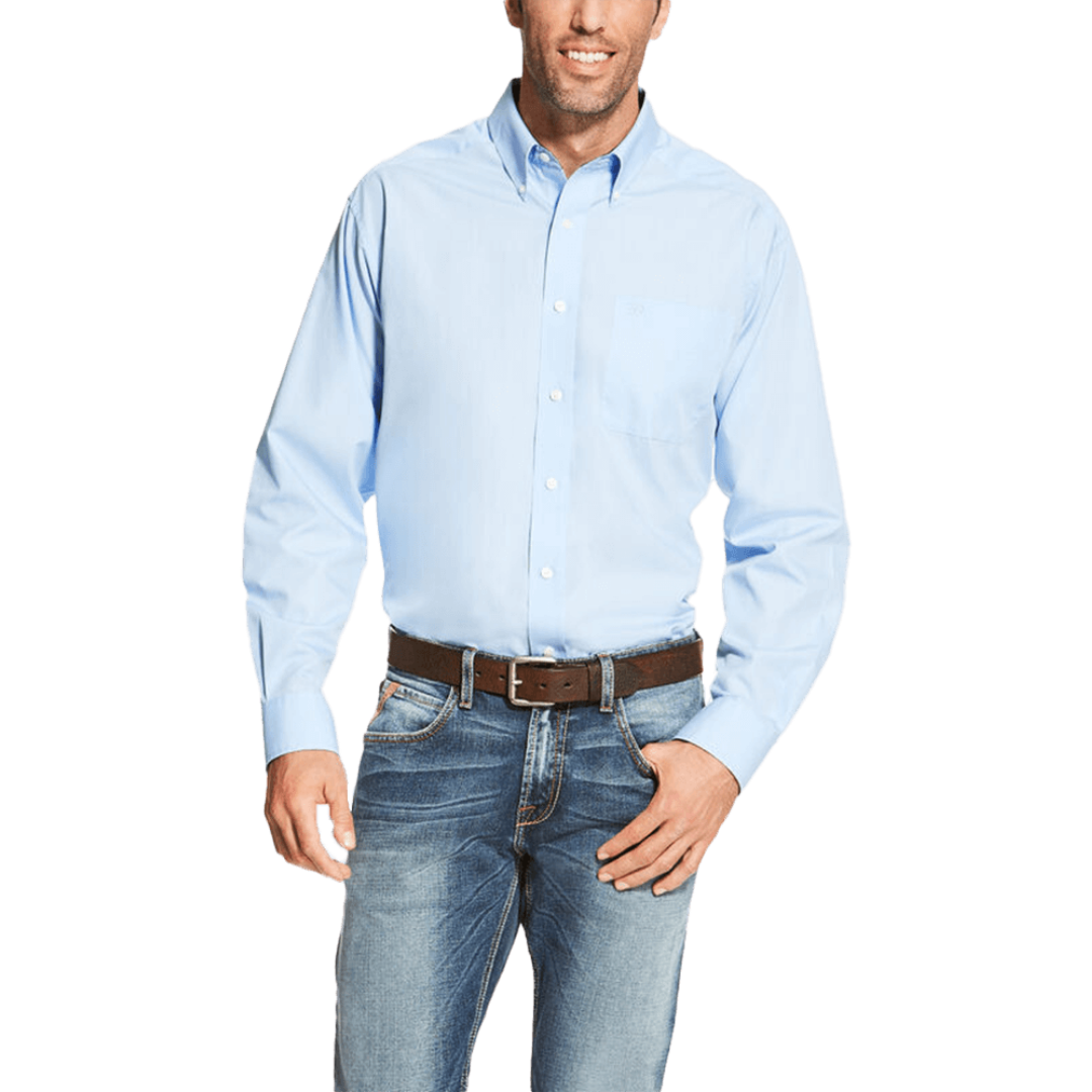 Ariat Men's Wrinkle Free Long Sleeve Western Light Blue Shirt